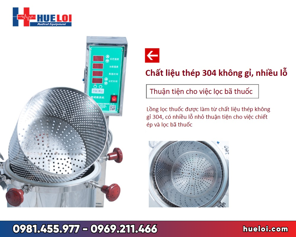 Máy sắc thuốc bắc có áp suất YJH20 và YJH40 — 2 loại nồi 20 lít và 40 lít, áp suất 0,1 MPa